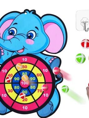 Kids Game - Blue Elephant Target with Colorful Balls